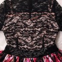 Vintage Round Neck Flare Sleeves Lace Splicing Floral Print Dress For Women
