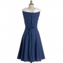 Vintage Sailor Collar Sleeveless Polka Dot Dress For Women