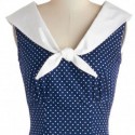 Vintage Sailor Collar Sleeveless Polka Dot Dress For Women