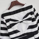 Vintage Scoop Neck 3/4 Length Sleeves Striped Dress For Women