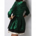 Vintage Scoop Neck 3/4 Sleeves Bowknot Color Splicing Dress For Women