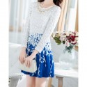 Vintage Scoop Neck 3/4 Sleeves Hollow Out Print Dress For Women