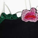Vintage Scoop Neck 3/4 Sleeves Rose Embroidered Dress For Women