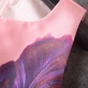 Vintage Scoop Neck High Waist Sleeveless Floral Print Dress For Women