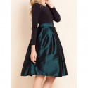 Vintage Scoop Neck Long Sleeves Color Splicing Bowknot Dress For Women