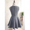 Vintage Scoop Neck Sleeveless Polka Dot Belt Dress For Women