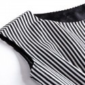 Vintage Scoop Neck Sleeveless Striped Splicing Belt Dress For Women