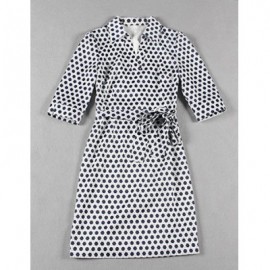 Vintage Shirt Collar Half Sleeves Polka Dot Belt Dress For Women