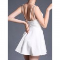 Vintage Spaghetti Strap Solid Color A-Line Dress For Women