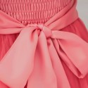 Vintage Strapless Solid Color Voile Splicing Belt Prom Dress For Women