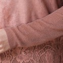 Vintage Turtleneck Long Sleeves Lace Splicing Dress For Women