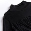 Vintage Turtleneck Long Sleeves Solid Color Lace Embellished Dress For Women