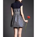 Vintage Turtleneck Short Sleeves Polka Dot Dress For Women