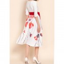 Vintage U-Neck Half Sleeves Floral Print Dress For Women