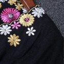 Vintage V-Neck 3/4 Sleeves Embroidered Dress For Women