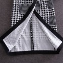 Vintage V-Neck 3/4 Sleeves Houndstooth Slit Dress For Women