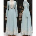 Vintage V-Neck Long Sleeve Embroidered Women's Dress