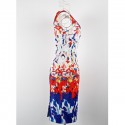 Vintage V-Neck Sleeveless Print Dress For Women