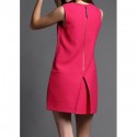 Vintage V-Neck Sleeveless Solid Color Asymmetric Dress For Women