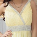Vintage V-Neck Sleeveless Solid Color Rhinestoned Prom Long Dress For Women