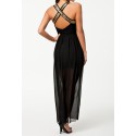   Fashion Summer Ladies Sequined Halterneck Boho Maxi Dress Black Casual Sequined Chiffon Dress 9110