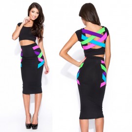   Fashion Women Summer Clothing Set Sexy Crop Top and Pencil Skirt Set 2 Piece Bodycon Twin Set 9085