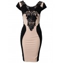 2014 Bandage Dress S M L XL XXL Plus Size Women New Casual Summer Dress Sexy Floral Embroidery Insert Bodycon Dress H9055