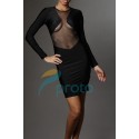   Vestidos Femininos Sexy Transparent Front Bodycon Bandage Dress Long Sleeve Club Dress Celeb Party Dress 4034