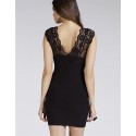Desigual 2014 Brand New Lace Dress Deep V Neck Blac Sexy Empire Slimming Fitted Bodycon Evening Mini Party Dresses YK016
