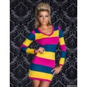 M XL XXL Plus Size    Fashion Women Autumn Long Sleeve Striped Clubwear Party Mini Dress N095