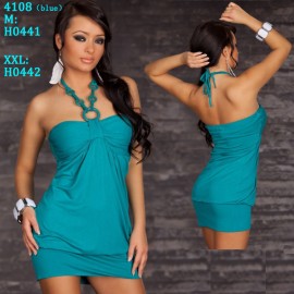 M XXL Plus Size 4 colors   Fashion Women Sexy Strapless Halter Club Party Mini Dress with Padded Summer Casual Dress 4108