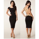 S M L XL XXL Plus Size   Fashion Women Black Bodycon Bandage Dress Casual Summer Dress Midi Sexy Club Party Dress 9050