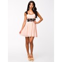 Sexy Party Dress    Lace Light Pink Chiffon Dress Sweet Lovely Summer Casual Dress Mini Hot Club Dress HW0172