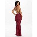 Vestido Longo   Design Wine Red Pleated Novelty Dresses Backless Sexy Long Party Dresses Elegant Tunic Sexy Dress HW0264