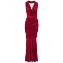 Vestido Longo   Design Wine Red Pleated Novelty Dresses Backless Sexy Long Party Dresses Elegant Tunic Sexy Dress HW0264