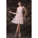  Charming  A Line Knee Length Chiffon Pink Beads waist Formal Homecoming Party Dress Short Prom Dresses Gown CL6222