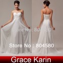  Hot Stock Strapless Chiffon prom dresses Floor-Length Long evening party gown white formal dress CL6041