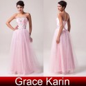    Grace Karin Stock Strapless Tulle Prom Gown Pink formal dresses evening party dress CL6042