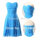   Sexy Stock Strapless Blue Chiffon Sweetheart short Party Dress Women Evening Dresses Formal Prom Gown  CL6053