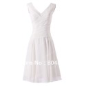   Fashion Short Design White Dress Women Deep V-Neck Chiffon prom Dress Dinner Evening Birthday Party dresses CL6059