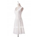   Fashion Short Design White Dress Women Deep V-Neck Chiffon prom Dress Dinner Evening Birthday Party dresses CL6059