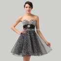   Grace Karin Knee length Strapless Black Tulle Party Gown Women Short prom dresses Formal Evening gowns Black CL6139