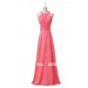   In Stock Sexy Floor-Length Halter Long Evening dress Women Pink Bandage Gown Formal Chiffon prom party Dresses CL6028