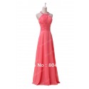   In Stock Sexy Floor-Length Halter Long Evening dress Women Pink Bandage Gown Formal Chiffon prom party Dresses CL6028