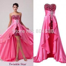   Ladies Sweetheart Strapless Short Front Long Back Prom Dress fashion Mermaid Party Gown Formal Evening Dresses CL6012