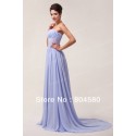   Simple Long Pleated Bodice Lace Back Chiffon Prom Dress Women party gown Long Bridesmaid dresses CL6011