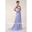   Simple Long Pleated Bodice Lace Back Chiffon Prom Dress Women party gown Long Bridesmaid dresses CL6011