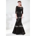   Grace Karin Stock 3/4 Sleeve Lace + Satin Long Mermaid Evening Dress Formal prom party Gown CL4524