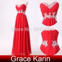  Stock  Beautiful Sleeveless Beading Red Carpet dresses Formal Evening party Gown long Prom dresses Blue Purple CL6003