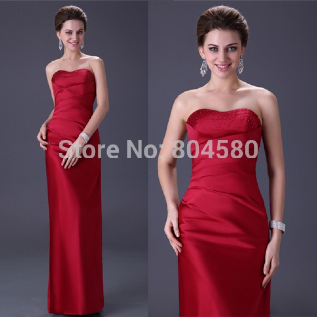  Hot Sale Beautiful Burgundy Girls Party Prom Gown Long Bandage Red Evening Dress Stock CL3142